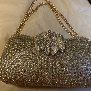Elegant Gold Crystal Bag Statement Piece